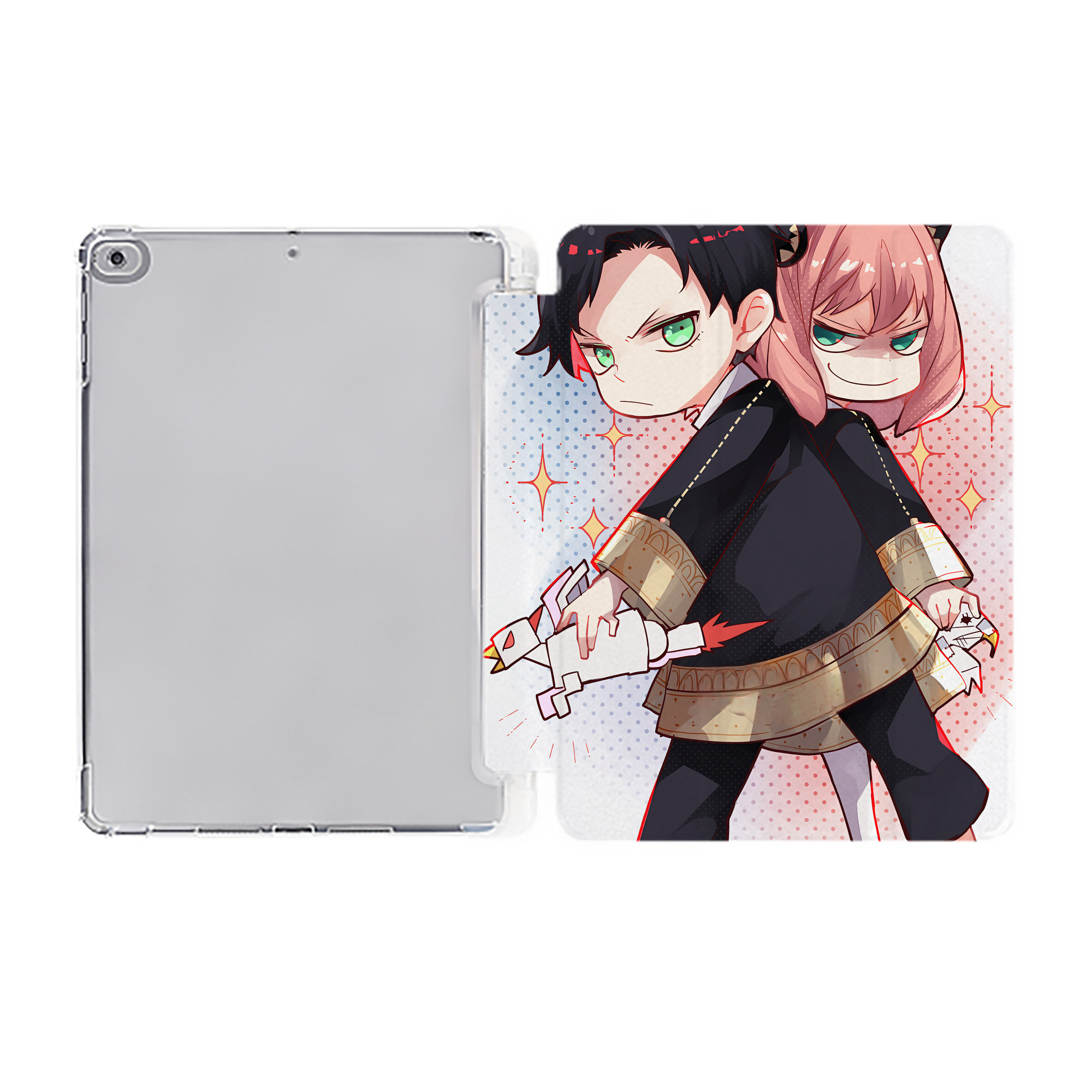 （画像用） SPY×FAMILY间谍家家酒 IPad ケース ペン収納付き 三つ折りスタンド PUレザー×シリコン 対応機種9.5/10.5/10.9インチ